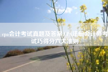 cpa会计考试真题及答案,CPA注册会计师考试巧得分六大准则