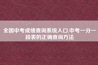 全国中考成绩查询系统入口,中考一分一段表的正确查询方法