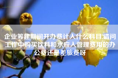 企业筹建期间开办费计入什么科目,请问工作中购买饮料和水应入管理费用的办公费还是差旅费呀