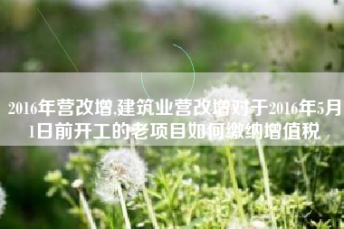 2016年营改增,建筑业营改增对于2016年5月1日前开工的老项目如何缴纳增值税