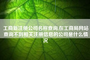 工商新注册公司名称查询,在工商局网站查询不到相关注册信息的公司是什么情况