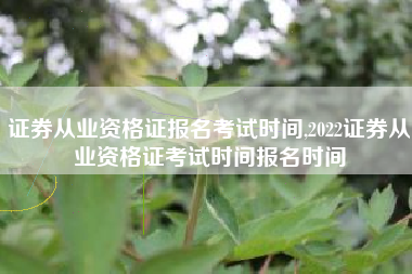 证券从业资格证报名考试时间,2022证券从业资格证考试时间报名时间