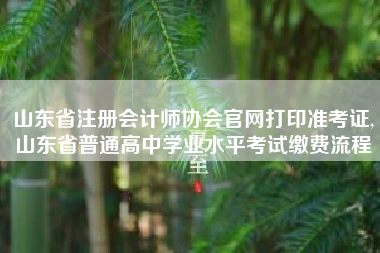 山东省注册会计师协会官网打印准考证,山东省普通高中学业水平考试缴费流程