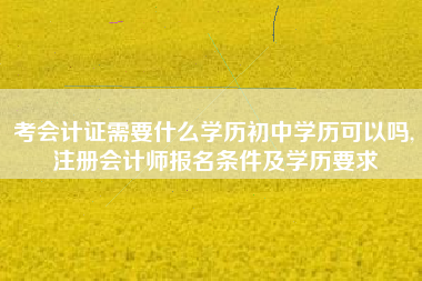 考会计证需要什么学历初中学历可以吗,注册会计师报名条件及学历要求