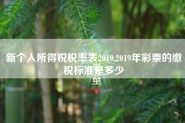 新个人所得税税率表2019,2019年彩票的缴税标准是多少