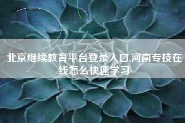 北京继续教育平台登录入口,河南专技在线怎么快速学习
