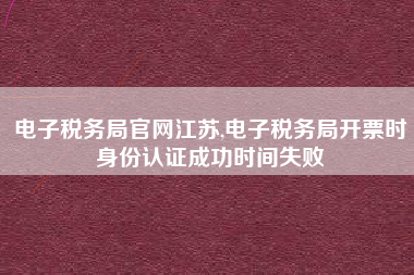 电子税务局官网江苏,电子税务局开票时身份认证成功时间失败