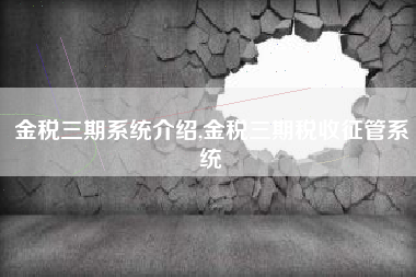 金税三期系统介绍,金税三期税收征管系统