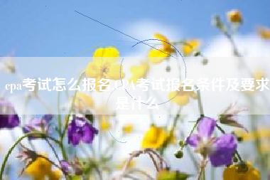cpa考试怎么报名,CPA考试报名条件及要求是什么