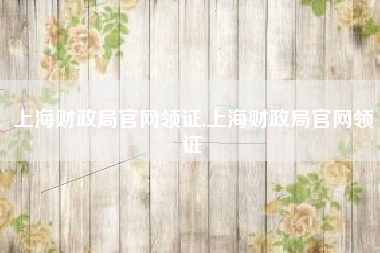 上海财政局官网领证,上海财政局官网领证
