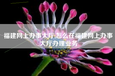 福建网上办事大厅,怎么在福建网上办事大厅办理业务