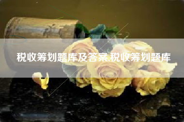 税收筹划题库及答案,税收筹划题库