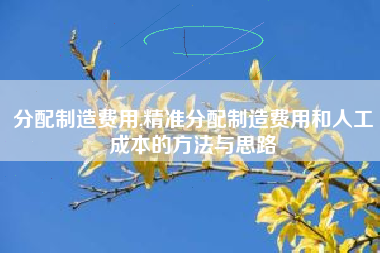 分配制造费用,精准分配制造费用和人工成本的方法与思路