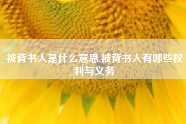 被背书人是什么意思,被背书人有哪些权利与义务
