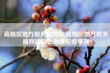 高明区地方税务局网站,高明区地方税务局网站怎么办理税收事务