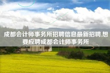 成都会计师事务所招聘信息最新招聘,想要应聘成都会计师事务所