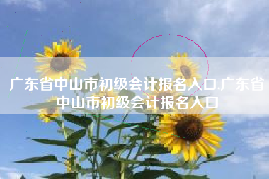 广东省中山市初级会计报名入口,广东省中山市初级会计报名入口
