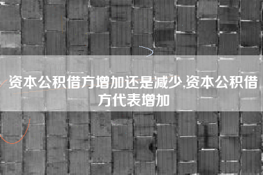 资本公积借方增加还是减少,资本公积借方代表增加