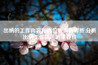 出纳的工作内容和岗位职责有哪些,分析出纳工作角色的重要性