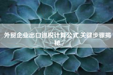 外贸企业出口退税计算公式,关键步骤揭秘