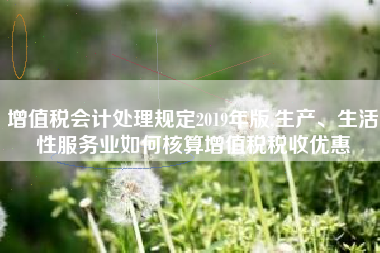 增值税会计处理规定2019年版,生产、生活性服务业如何核算增值税税收优惠