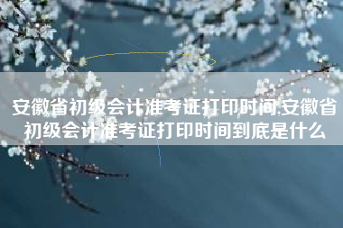 安徽省初级会计准考证打印时间,安徽省初级会计准考证打印时间到底是什么