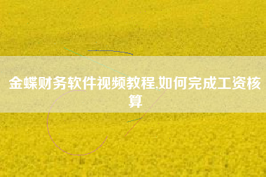 金蝶财务软件视频教程,如何完成工资核算