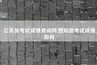公务员考试成绩查询网,想知道考试成绩如何
