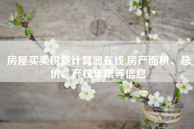 房屋买卖税费计算器在线,房产面积、总价、产权年限等信息