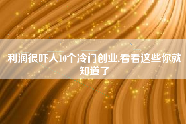 利润很吓人10个冷门创业,看看这些你就知道了