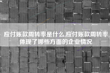 应付账款周转率是什么,应付账款周转率体现了哪些方面的企业情况