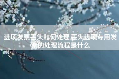 进项发票丢失如何处理,丢失进项专用发票的处理流程是什么