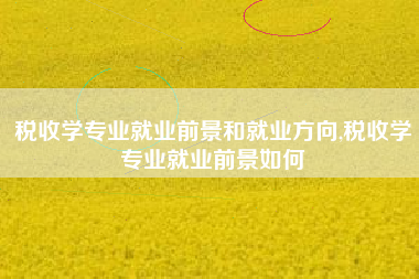 税收学专业就业前景和就业方向,税收学专业就业前景如何