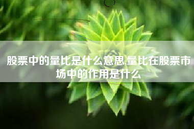 股票中的量比是什么意思,量比在股票市场中的作用是什么