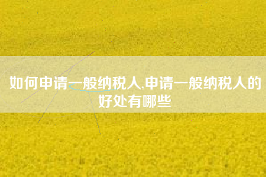 如何申请一般纳税人,申请一般纳税人的好处有哪些