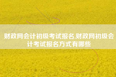 财政网会计初级考试报名,财政网初级会计考试报名方式有哪些
