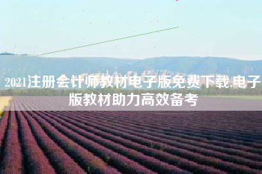 2021注册会计师教材电子版免费下载,电子版教材助力高效备考