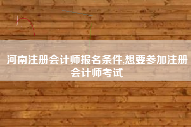 河南注册会计师报名条件,想要参加注册会计师考试