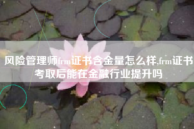 风险管理师frm证书含金量怎么样,frm证书考取后能在金融行业提升吗