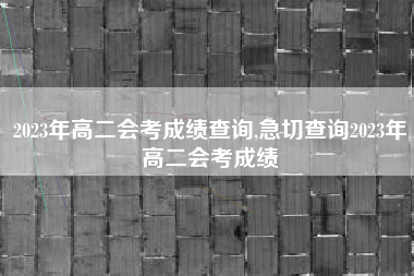2023年高二会考成绩查询,急切查询2023年高二会考成绩