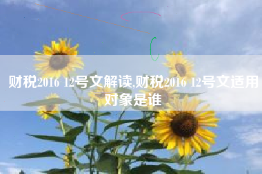财税2016 12号文解读,财税2016 12号文适用对象是谁