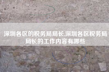 深圳各区的税务局局长,深圳各区税务局局长的工作内容有哪些