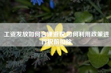 工资发放如何合理避税,如何利用政策进行税前扣除