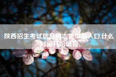 陕西招生考试信息网志愿填报入口,什么时间开始填报