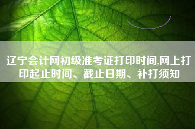 辽宁会计网初级准考证打印时间,网上打印起止时间、截止日期、补打须知