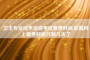 卫生专业技术资格考试缴费时间,距离网上缴费时间只剩几天了