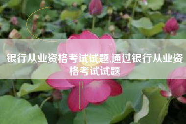 银行从业资格考试试题,通过银行从业资格考试试题
