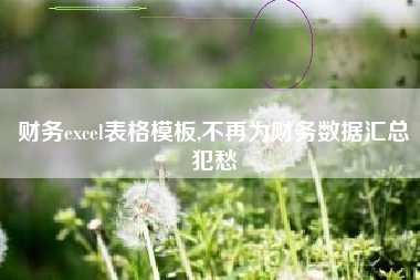 财务excel表格模板,不再为财务数据汇总犯愁