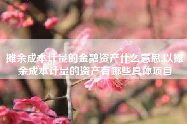 摊余成本计量的金融资产什么意思,以摊余成本计量的资产有哪些具体项目
