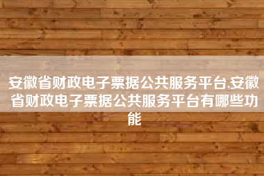 安徽省财政电子票据公共服务平台,安徽省财政电子票据公共服务平台有哪些功能